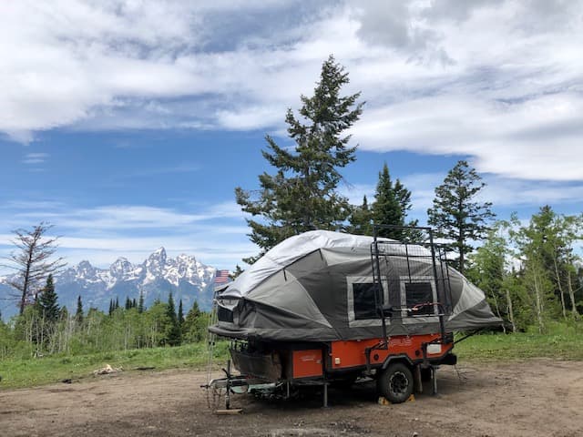 OPUS OP4 camped beneath the Teton Range, Wyoming