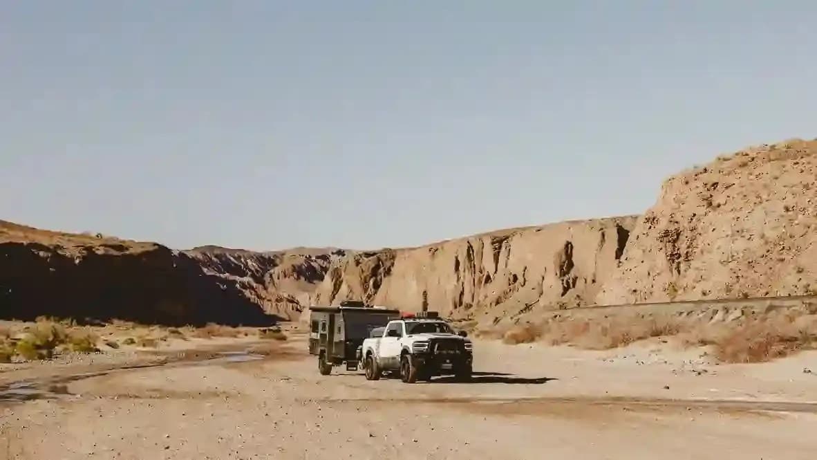 OPUS OP4 camped at Red Rock Canyon, California