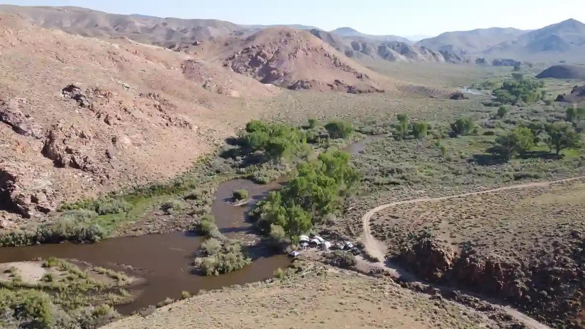 OPUS OP4 camped on the East Walker River, Nevada