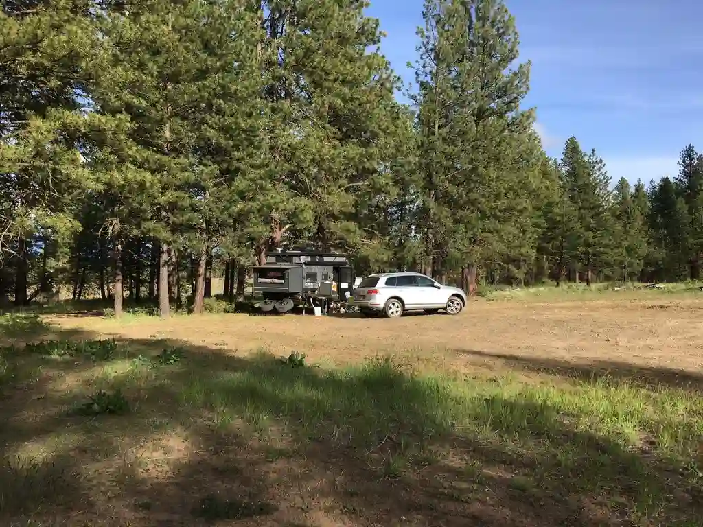 Camp in a meadow clearing at Naches Pass