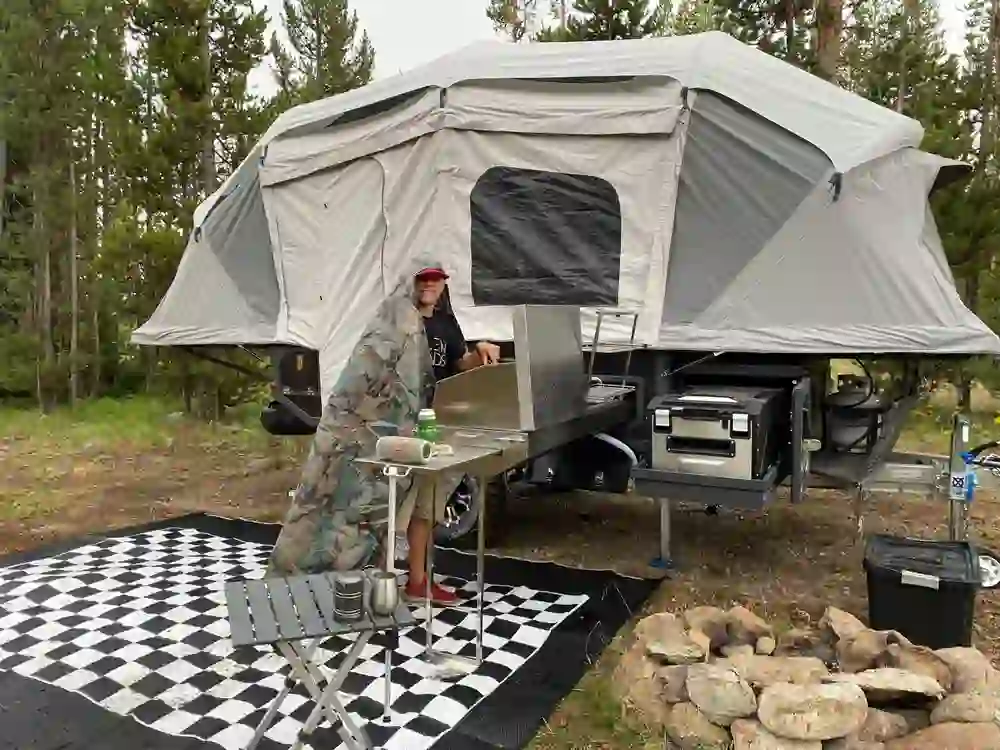 OPUS OP4 with its AIR tent up at camp near Yellow Belly Lake, Idaho