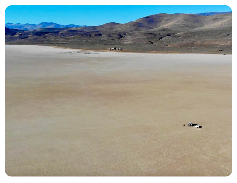 Aerial view of camper trailer OPUS Camper Alvord Desert